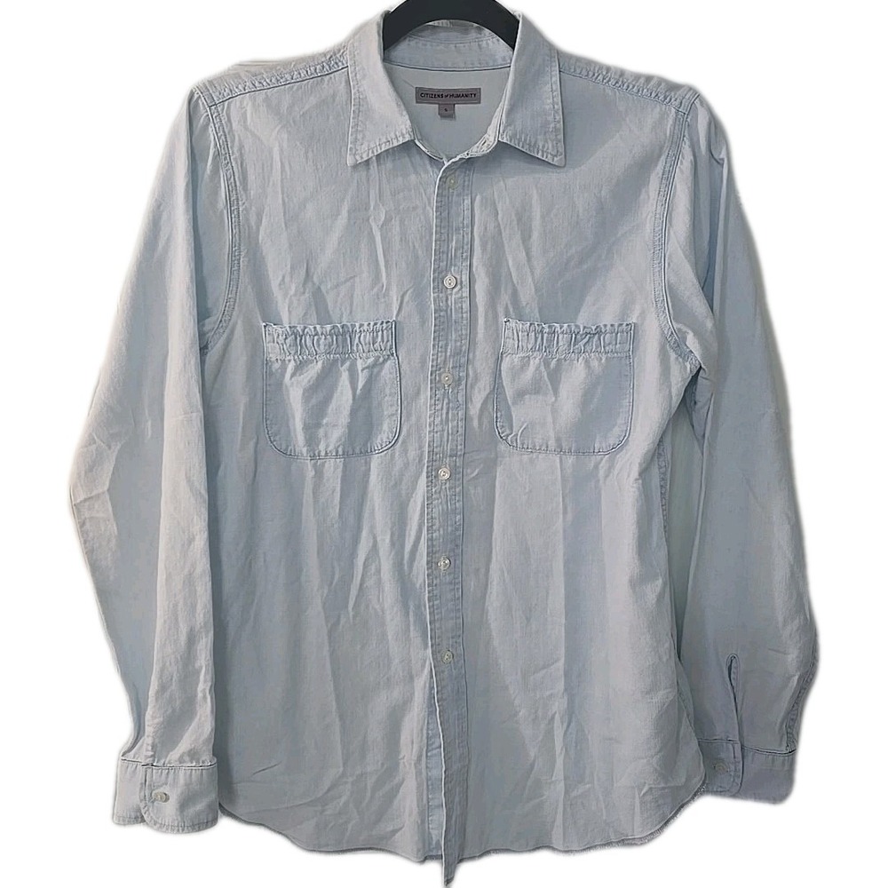 Citizens of Humanity Size Small Light Blue Button Up Long Sleeve Pocket Shirt‎